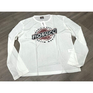 NWT Fiorucci‎ White Long Sleeve Graphic T-Shirt Big Logo Lightweight Size XXXL